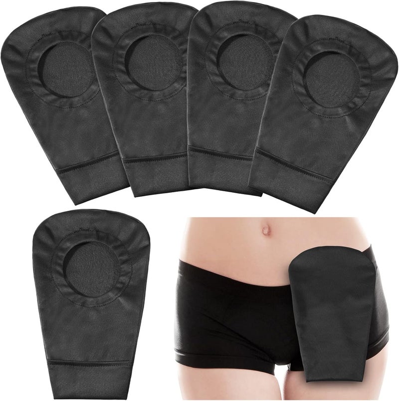 Jutom 4 Pcs Black Ostomy Bag Cover Ostomy Pouch Cover Odor Control Stretchy Bag Washable Pouch Liner for Women Men Lightweight Care Protector Protective(2.8 Inch Diameter) - Image 1